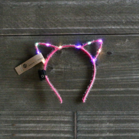 Cats diadeem roze met (led) lichtjes Multi light