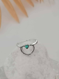 IBIZA ring hartje met blauwe steen