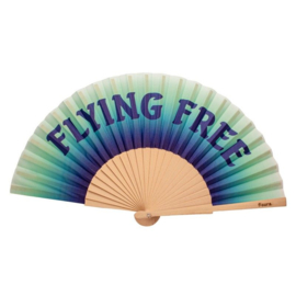 Hand fan / waaier  Wood & Textile ''flying free''