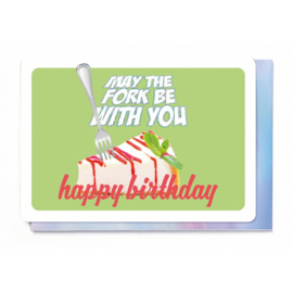Kaart + enfelop Verjaardag taart / vork