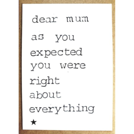Kaart Dear mum...