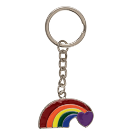 Sleutelhanger Regenboog met paars hartje