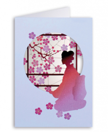 Forever Cards Laser-Cut Card - Japanese Lady & Blossom