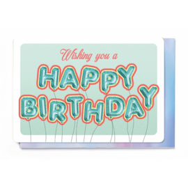 Kaart + enfelop Happy Birthday ballonnen