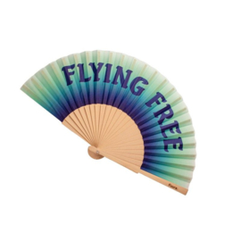 Hand fan / waaier  Wood & Textile ''flying free''