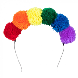 Tiara Pom Pon Regenboog