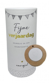 Geursteentje met flesje Fijne verjaardag