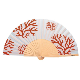 Hand fan / WAAIER Wood & Textile ''corals''