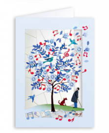 Forever Cards Laser-Cut Card - Tree With Music, Man & Dog