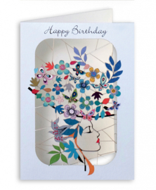 Forever Cards Laser-Cut Card - Happy B'Day Girl With Flowery Hat