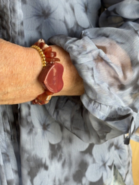 Armband bordeaux hart en agaat