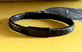Men's bracelet braided leather black 8mm