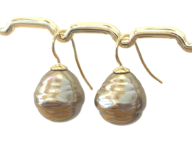 Barok parel oorbellen goud/goud