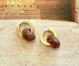 Oorringen goud Coral Red