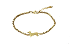 Armband teckel goud