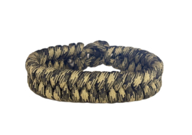 Heren armband gevlochten paracord legergroen/okergeel