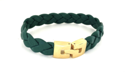 Armband gevlochten leer groen