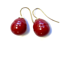 Vermeer parel oorbellen rood/goud