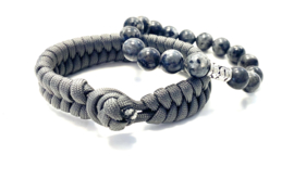 Heren armband gevlochten paracord grijs