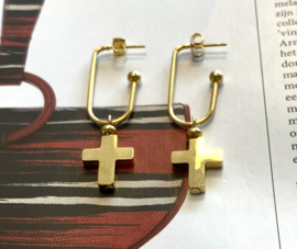 Oorbellen kruis goud