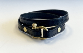 Armband zwart harpsluiting goud