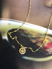 Ketting ballchain geel smiley