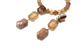 Lange oorbellen kristal amber/mauve/nude