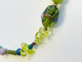 Necklace decorated glass beads natural stone