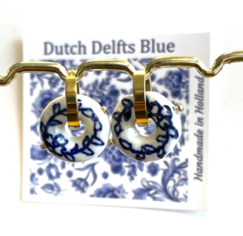 Oorringen Delfts blauwe keramiek rondelle