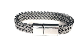Heren armband gevlochten stainless steel