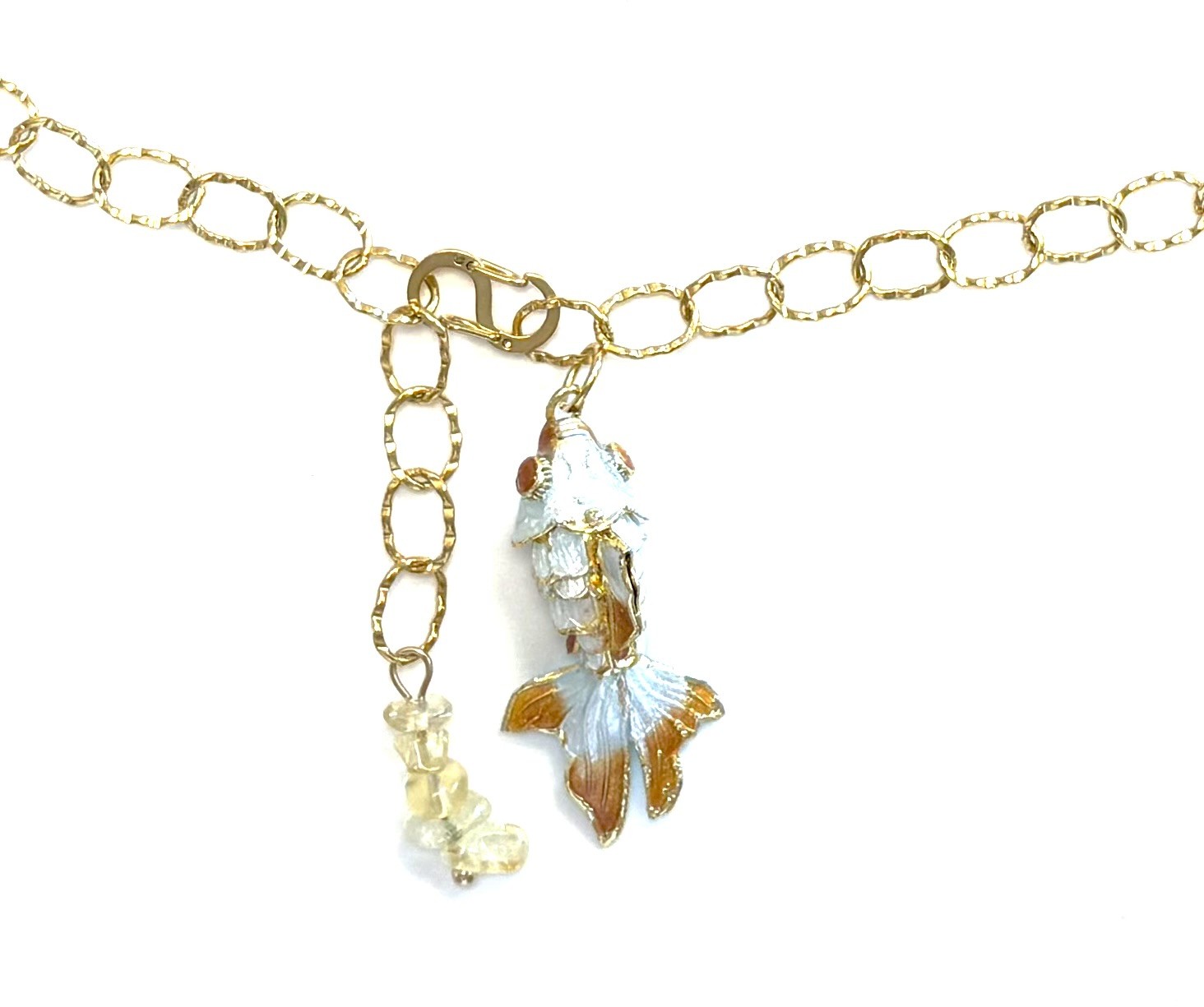 Ketting vis emaille cloisonné met citrien
