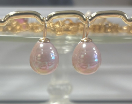 Vermeer parel oorbellen roze/goud