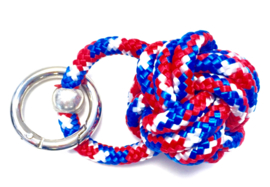 Sleutelhanger scheepsknoop paracord rood/wit/blauw