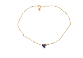 Ketting stainless steel goud met donker blauw theekopje