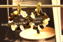 Oorringen natuursteen tijgeroog en citrien