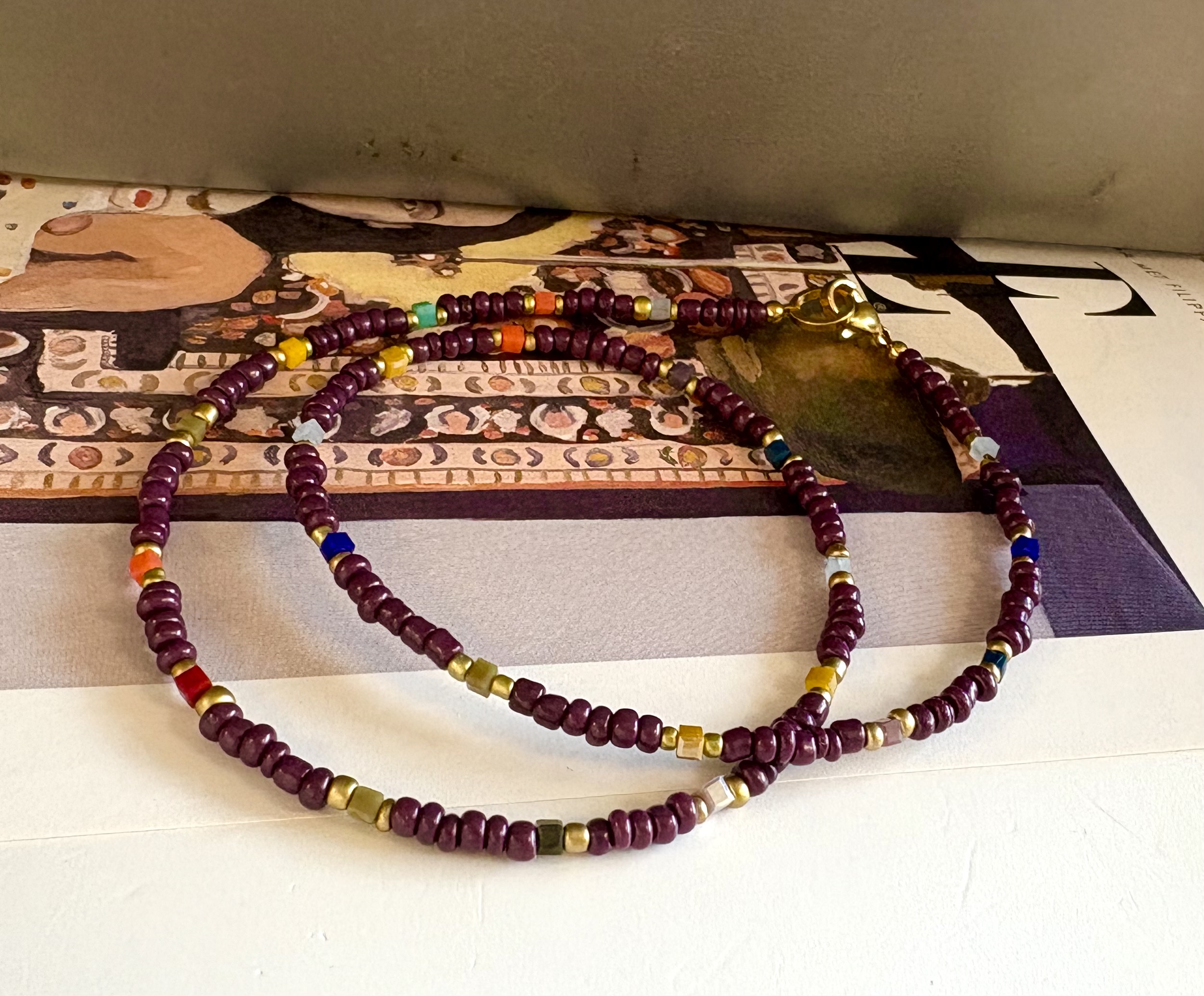 Ketting paars met kristal