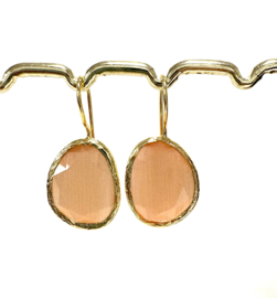 Oorbellen cateye steen nude
