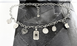 Schakelketting zilver met bedels
