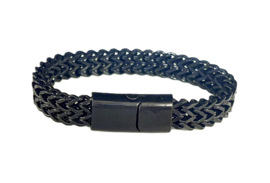 Armband gevlochten stainless steel zwart