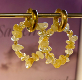 Oorringen natuursteen citrien