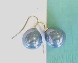 Klassieke parel  oorbellen ocean blue/goud