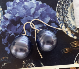 Vermeer parel oorbellen nachtblauw/zilver