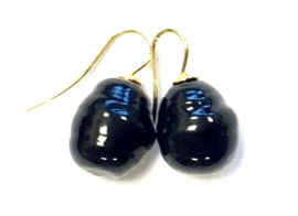 Barok parel oorbellen zwart/goud