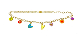 Ketting goud bedels multicolor