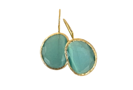 Oorbellen cateye steen licht turquoise