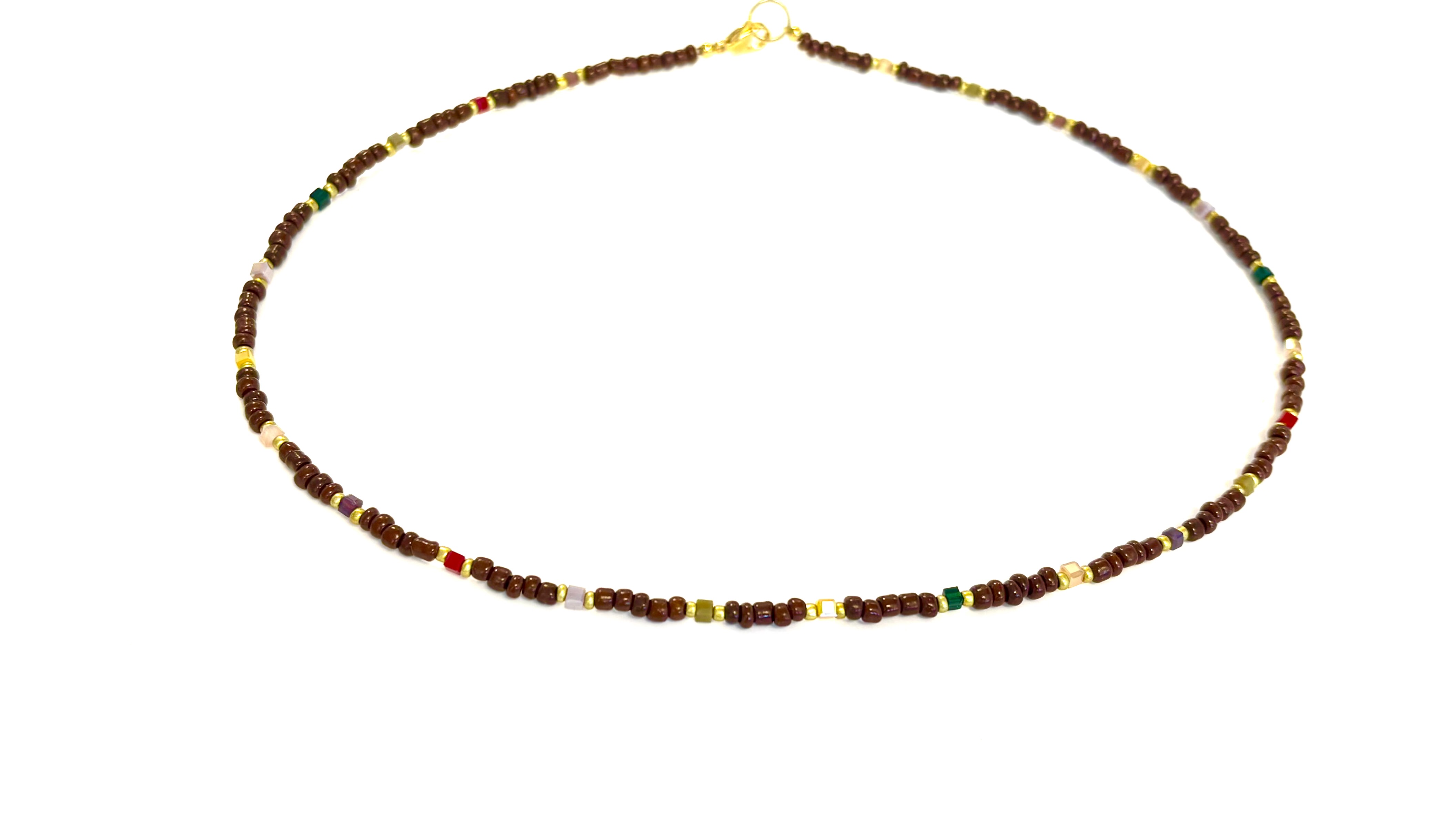Ketting bruin met kristal