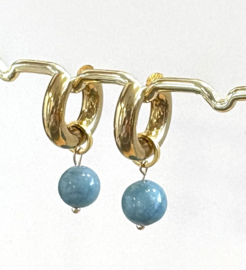 Oorringen goud Chalcedoon