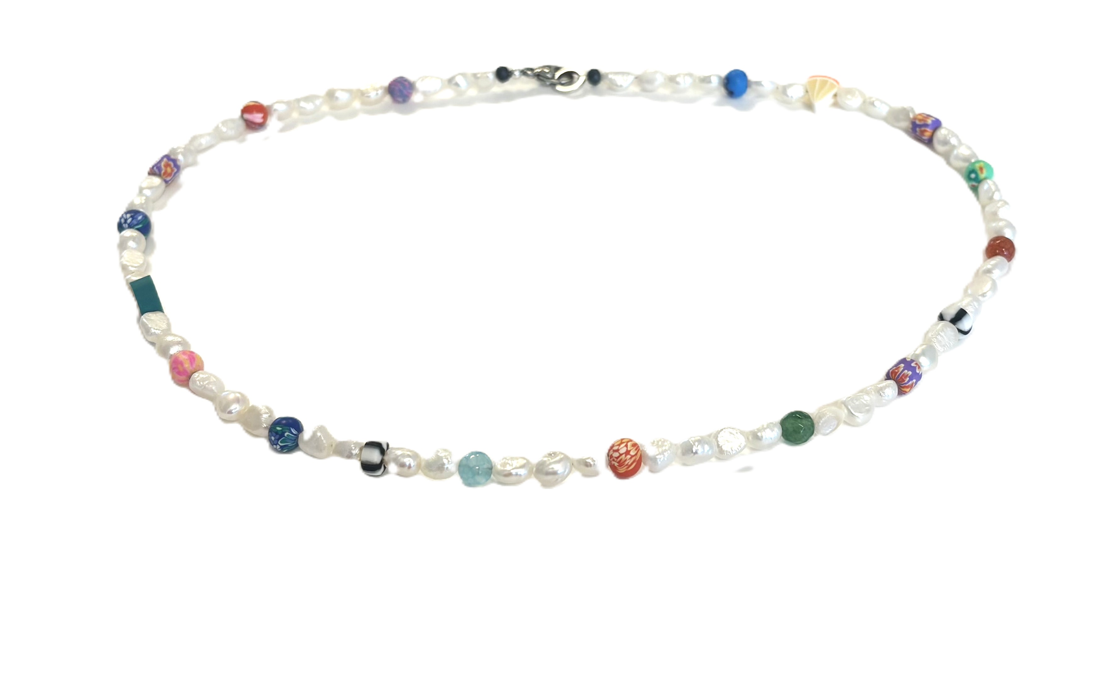 Ketting festival parels /zilver slot