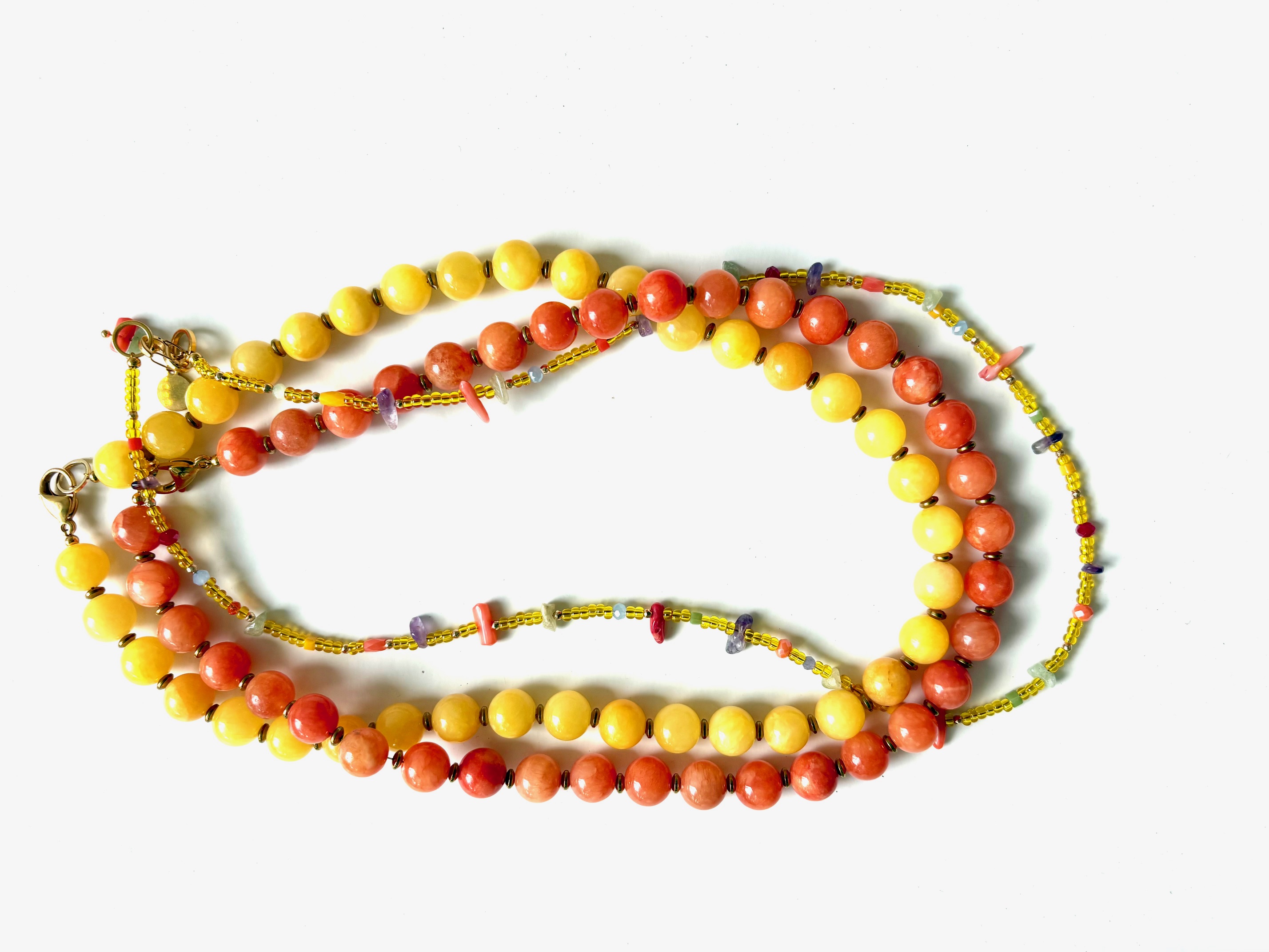 Ketting oranje Chalcedoon 10mm