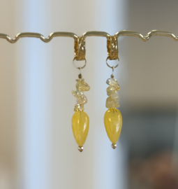 Oorringen resin citrien warm geel